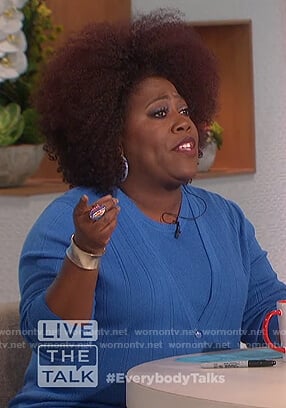 Sheryl's blue cardigan and top on The Talk