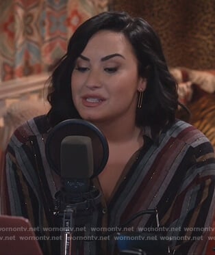 Jenny's metallic striped shirt on Will and Grace