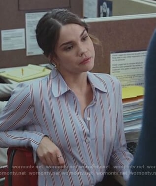 Callie's blue striped top on Good Trouble