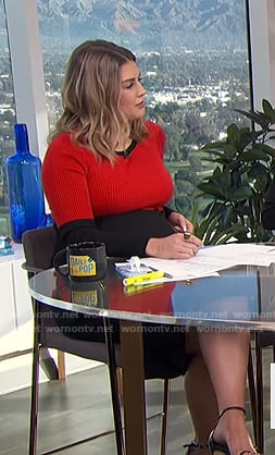 Carissa's red and black colorblock dress on E! News Daily Pop