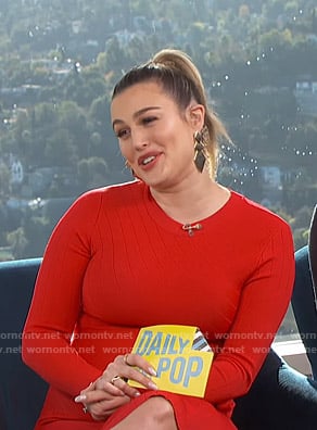 Carissa's red asymmetric ribbed dress on E! News Daily Pop