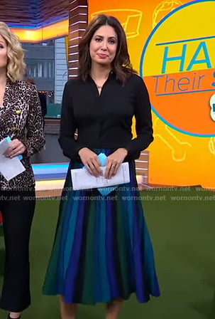 Cecilia's blue and green striped skirt on Good Morning America