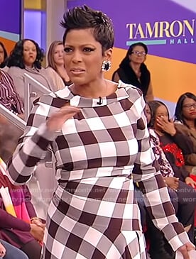Tamron's check asymmetric dress on Tamron Hall Show