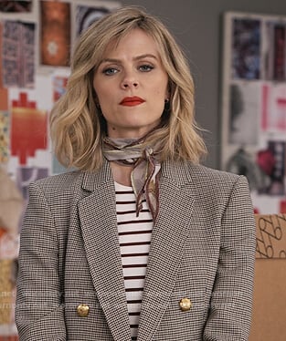 Mallory's double breasted check blazer on Grace and Frankie