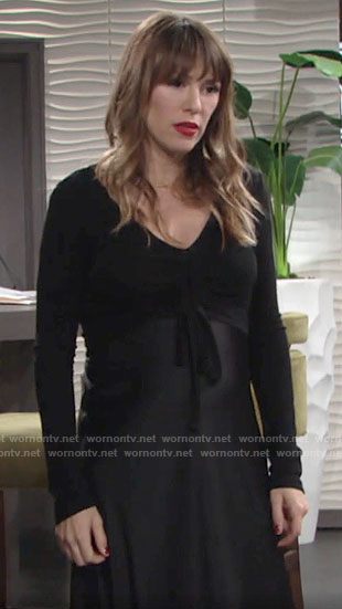 Chloe's black satin dress and drawstring top on The Young and the Restless
