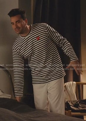 David's striped long sleeve tee on Schitts Creek