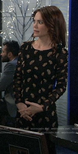 Elizabeth's paisley print long sleeve mesh dress on General Hospital
