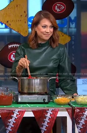 Ginger's green ruched leather dress on Good Morning America