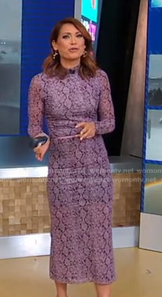 Ginger's purple snake print top and skirt on Good Morning America