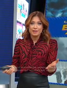 Ginger's red animal print blouse on Good Morning America