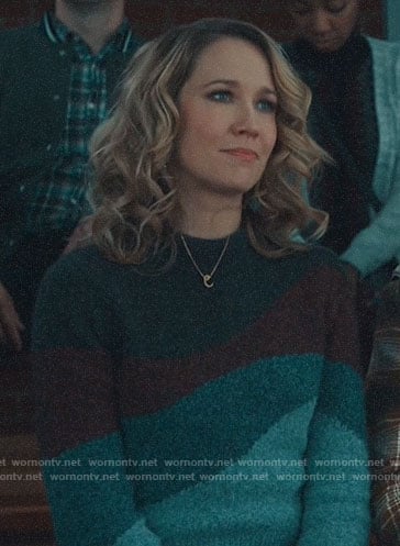 Ginny's colorblock sweater on Perfect Harmony