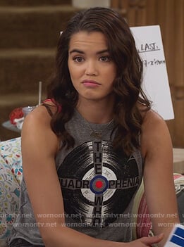 Alexa's gray The Who print tank on Alexa & Katie