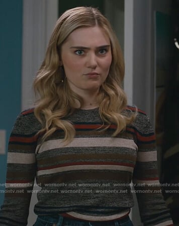 Taylor's gray striped sweater on American Housewife