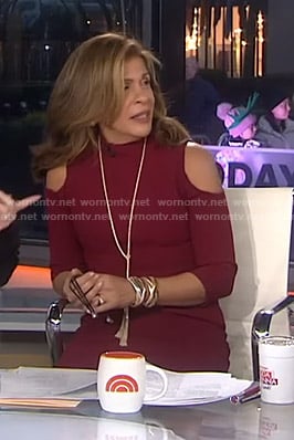 Hoda's red cold-shoulder dress on Today