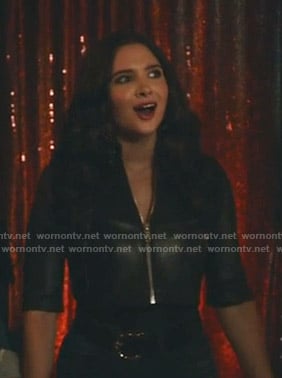 Jane's black cropped leather jacket on The Bold Type