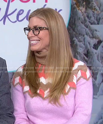 Jill's pink fair isle turtleneck sweater on Today