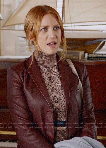 Julia's red leather blazer on Almost Family