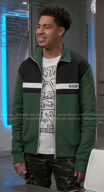 Junior's green striped jacket on Black-ish