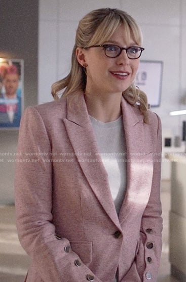 Kara's pink buttoned sleeve blazer on Supergirl