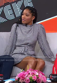 Keke's houndstooth belted dress on GMA Strahan Sara And Keke