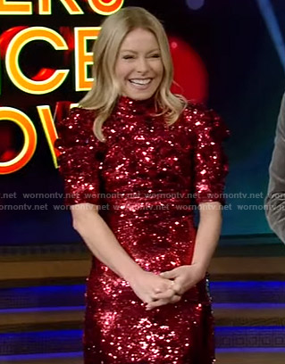 Kelly's red sequin mini dress on Live with Kelly and Ryan