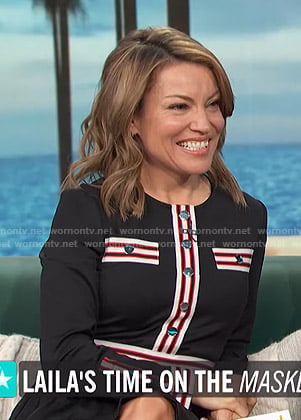Kit's black stripe-contrast dress on Access Hollywood