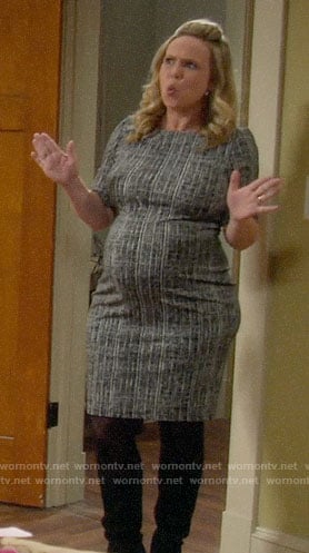 Kristin's crosshatch print maternity dress on Last Man Standing