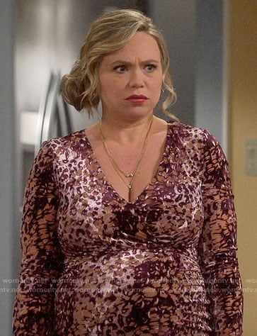 Kristin's leopard print velvet maxi dress on Last Man Standing