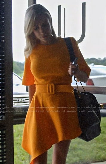 Kristin's orange asymmetric belted dress on Very Cavallari