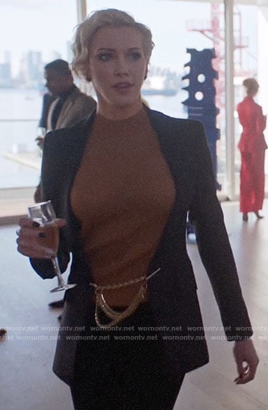 Laurel's black chain detail blazer on Arrow