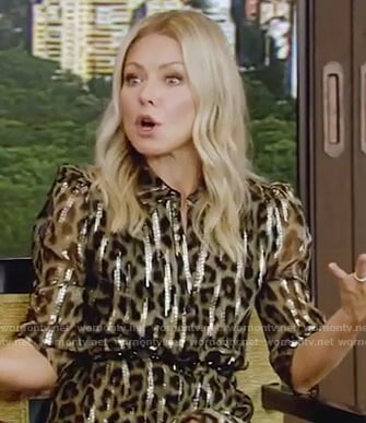 Kelly's metallic leopard print shirtdress on Live with Kelly and Ryan