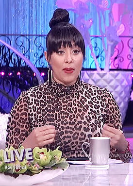 Tamera's leopard print mock neck top on The Real