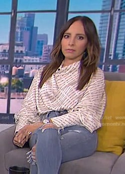 Lilliana's white printed blouse on E! News