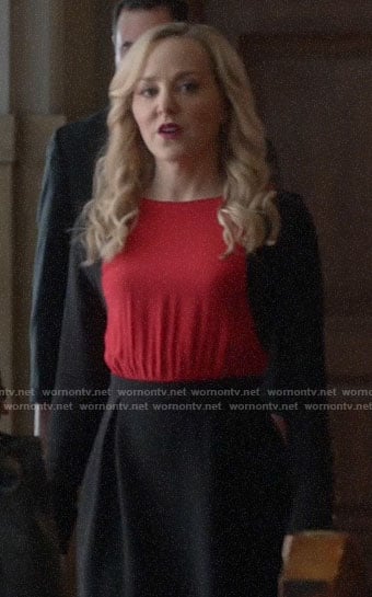 Marissa's red and black colorblock dress on Bull