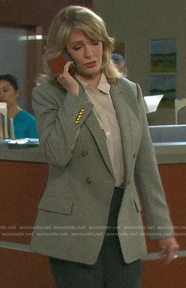 Marlena's checked double-breasted blazer on Days of our Lives
