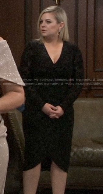 Maxie's black embellished long sleeve dress on General Hospital