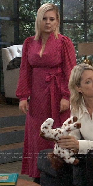 Maxie's pink striped maxi dress on General Hospital