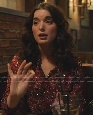 Megan's metallic floral blouse on Shameless