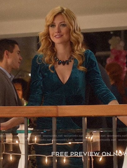 Mia's blue velvet dress on Arrow