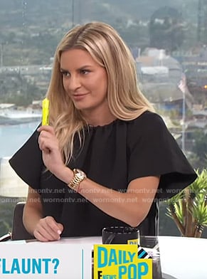 Morgan's black gathered neck tee on E! News Daily Pop