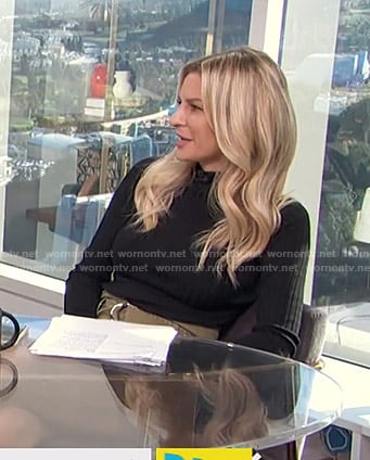 Morgan's khaki belted mini skirt on E! News Daily Pop