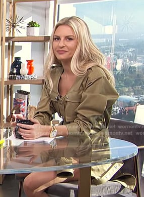 Morgan's khaki utility romper on E! News Daily Pop