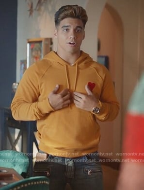 Vivek's yellow hoodie on Grown-ish