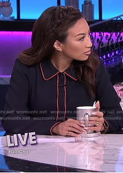 Jeannie's navy contrast trim dress on The Real