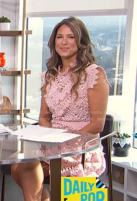 Nikki Novak's pink lace mini dress on E! News Daily Pop
