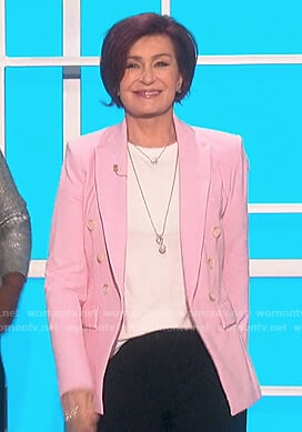 Sharon's pink double breasted blazer on The Talk