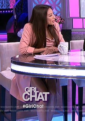 Jeannie's pink satin dress and coat on The Real