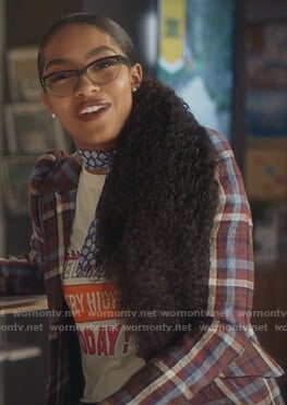 Zoey's red plaid blazer on Grown-ish