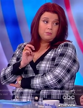 Ana's black and white plaid sweater dress on The View