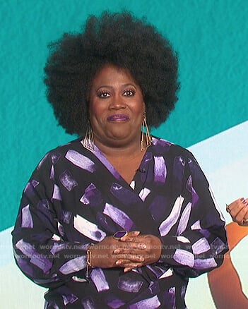Sheryl's purple printed wrap top on The Talk